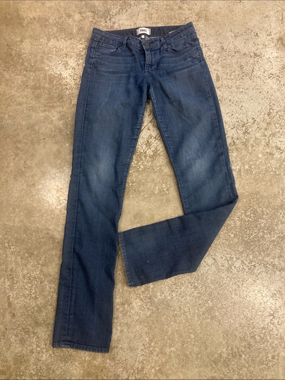 PAIGE Dark Blue Straight Leg Jeans